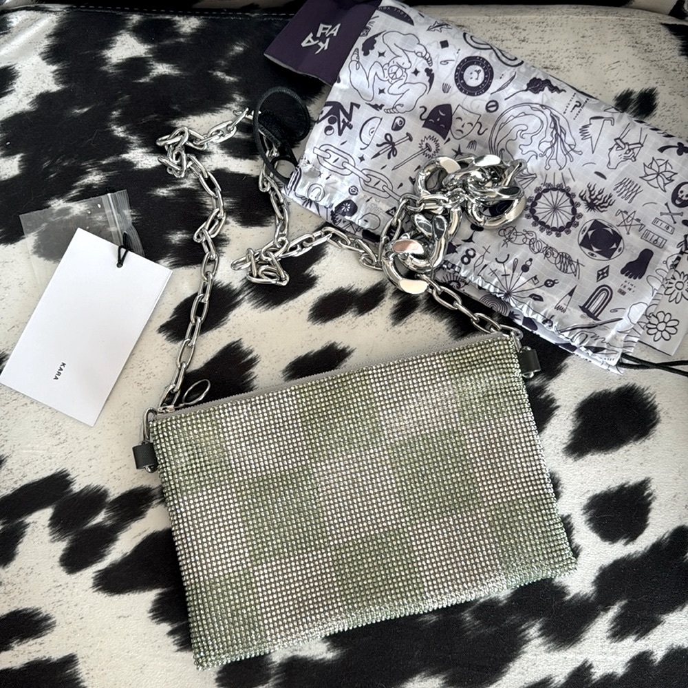 KARA NYC Eritnite Check Crystal Cross-body Bag NWT